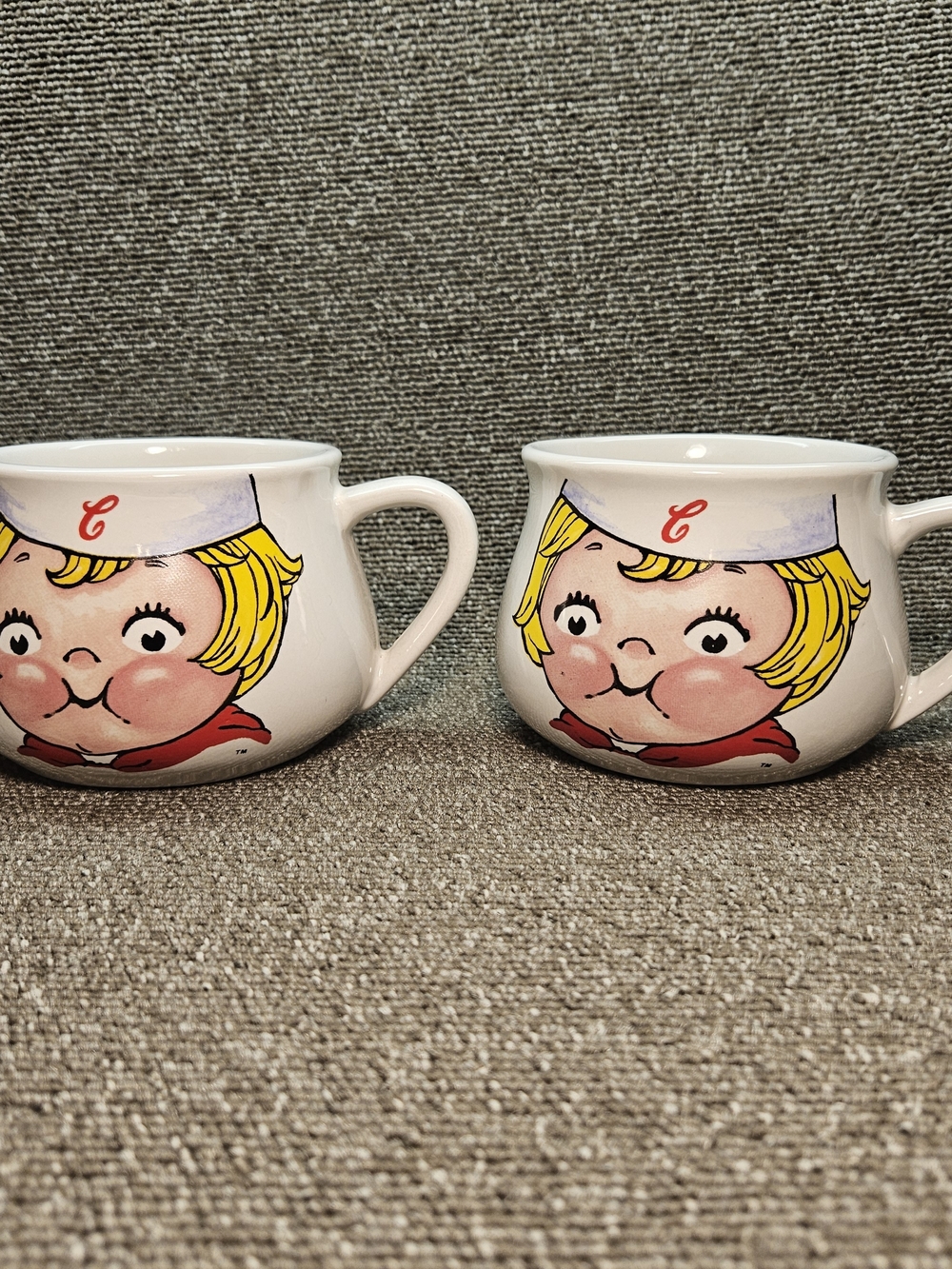 Vintage Set of Two 1998 Campbell Soup Company Collectible Mug Cup Bowl Girl Face